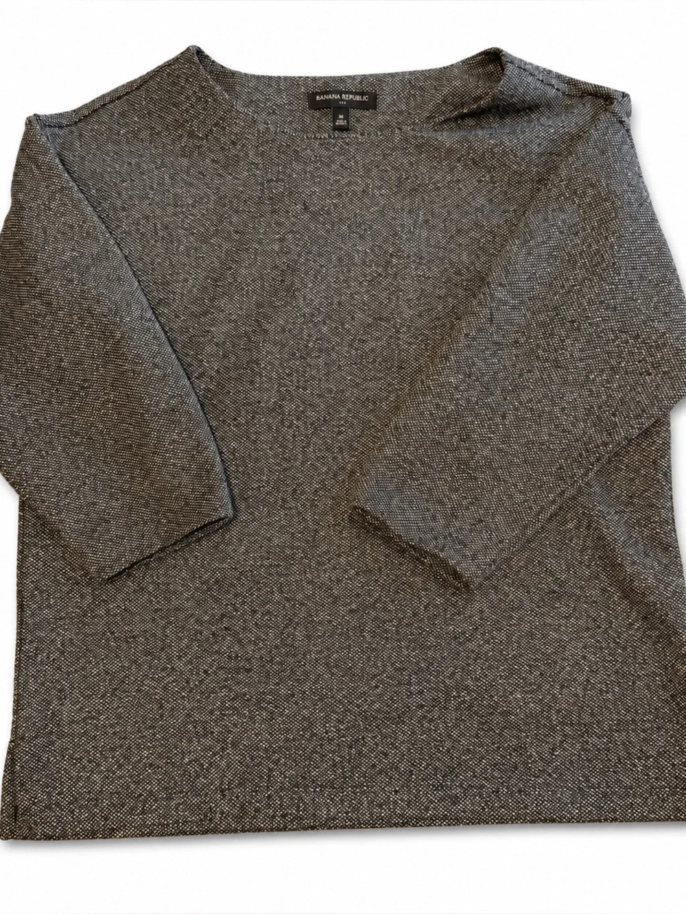 Banana Republic Women’s Medium Gray Marled Knit Sweater 3/4 Sleeve Top